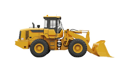 Fototapeta premium Yellow Front Loader Heavy Equipment for Construction or Earthmoving with Transparent Background