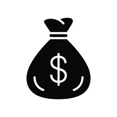 Simple silhouette of a money bag with dollar sign icon for financial concepts
