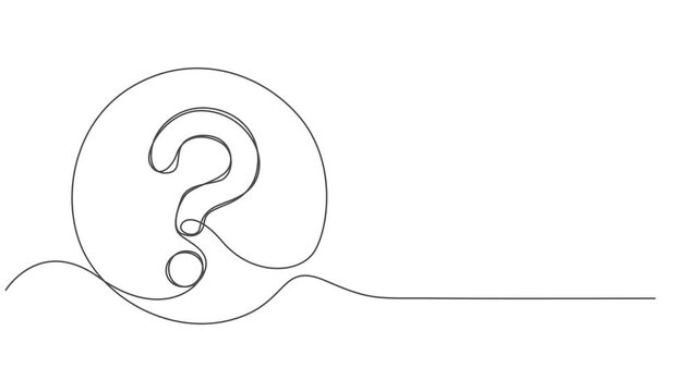 Self drawing line animation question mark continuous line drawn concept video, Continuous Thin Line Question Mark Drawing Animation, One Line Art Ask Symbol, Minimalist Query Sign, Simple Quiz Icon.