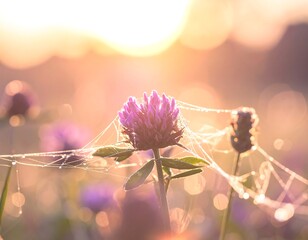 Delicate flower in golden sunset