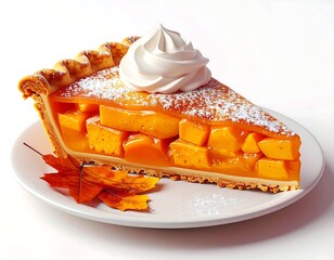 Close-up of a pumpkin pie slice