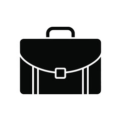Simple black briefcase icon represents business travel professionalism and important documents