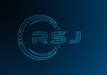 RSJ low poly letter logo vector design. RSJ lower poly logo design. Low poly logo.