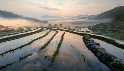 Obraz premium Sunrise Over Mountain Valley 