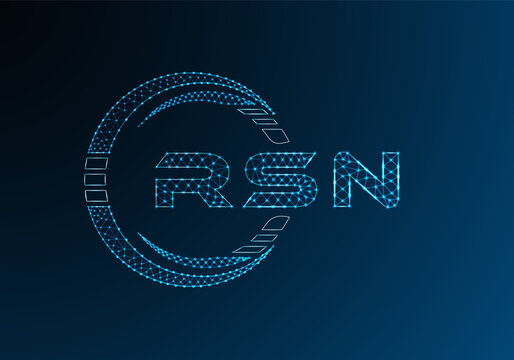 RSN low poly letter logo vector design. RSN lower poly logo design. Low poly logo.