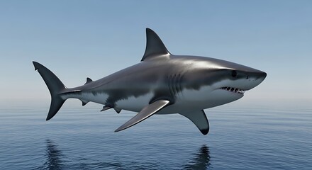 Fototapeta premium Great White Shark in Ocean.