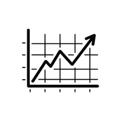 Hand drawn upward trend line graph illustrating business growth and financial success