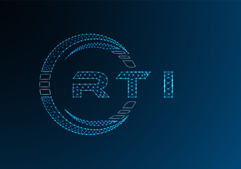 RTI low poly letter logo vector design. RTI lower poly logo design. Low poly logo.