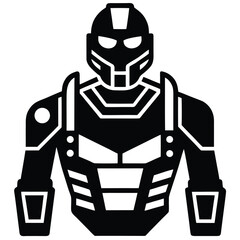 robot soldier silhouette vector illustration