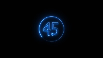 Glowing Neon number 46 icon animation. Neon number forty five sign background.