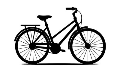 Classic city commuter bicycle silhouette vector graphic icon isolated on a white background