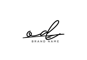 OD letter elegant cursive signature beauty handwriting logo.