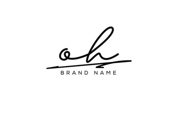 OH letter elegant cursive signature beauty handwriting logo.