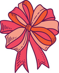 Colorful decorative bow with loops and ribbons gift celebration