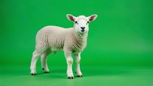 Lamm auf Chroma Key Greenscreen &ndash; freigestelltes Bauernhoftier f&uuml;r Compositing und Animation