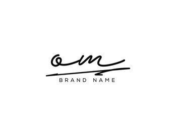 OM letter elegant cursive signature beauty handwriting logo.