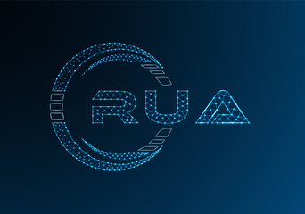 RUA low poly letter logo vector design. RUA lower poly logo design. Low poly logo.