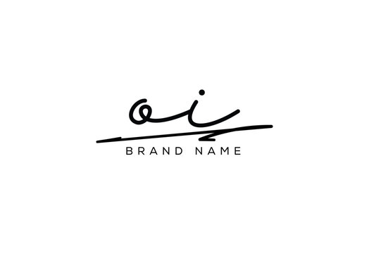 OI letter elegant cursive signature beauty handwriting logo.