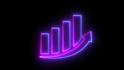 Neon business graph animation increased. Abstract neon line business graph animation. Abstract business growth and start up business concept ,on a black backgraund .4k video animation . - Powered by Adobe
