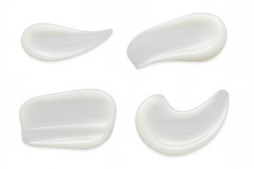 Cosmetic cream swatches creating various texture smears for skincare product design and beauty mockups, transparent background