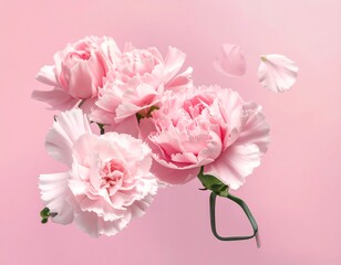 Delicate pink carnations in soft focus