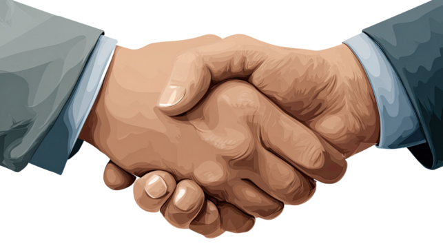 Business hand shake agreement partnership concept isolated on white background
