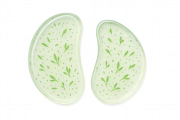 Green tea hydrogel eye patches providing natural skincare and beauty treatment, reducing dark circles