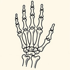 Line art skeleton hand illustration