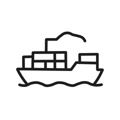 Black Line Cargo Ship Icon