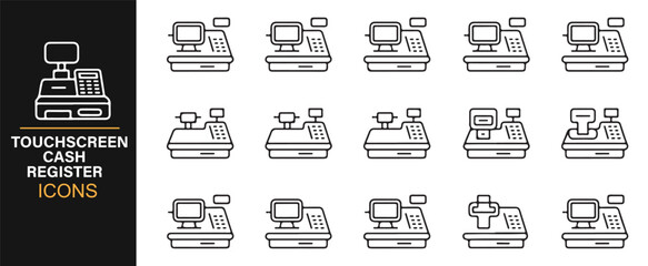 Touchscreen retail register symbols editable stroke vector graphic elements