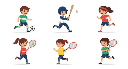 Children playing various sports and engaging in active outdoor activities.