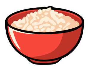 Rice bowl illustration. Editable color vector