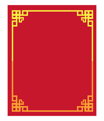 Chinese red card gold border ornament. Editable color vector