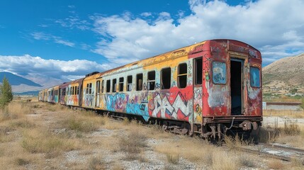 Fototapeta premium abandoned colorful bus