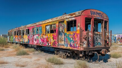 abandoned colorful bus