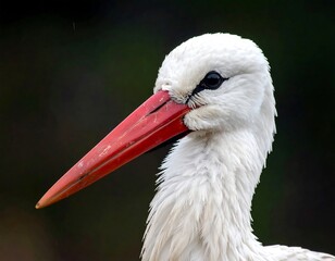 Close-up of a stork's head and neck