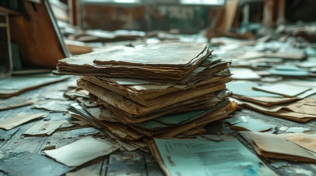 old and abandoned building with pappers