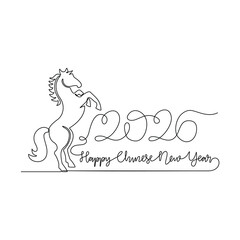 One continuous line drawing of Chinese New Year vector illustration. Chinese New Year theme design concept in simple linear continuous line. Great design for chinese new year celebrations.