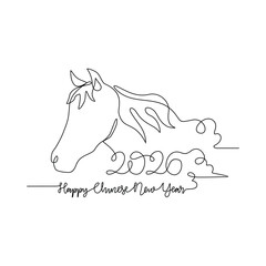 One continuous line drawing of Chinese New Year vector illustration. Chinese New Year theme design concept in simple linear continuous line. Great design for chinese new year celebrations.