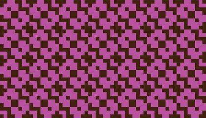 Magenta and dark brown abstract cross pattern with a pixel-art feel, ideal for backgrounds or decorative prints