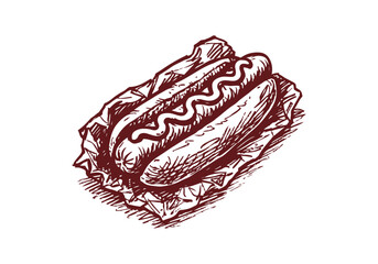 Hotdog hand drawn sketch vector illustration