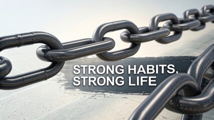 Naklejka premium Strong Habits Lead to Strong Life in Symbolic Chain Illustration for Personal Development