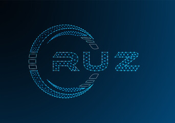 RUZ low poly letter logo vector design. RUZ lower poly logo design. Low poly logo.