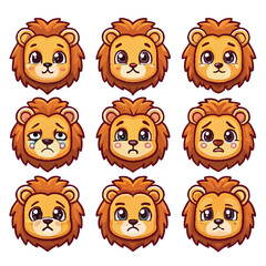 Pixel Art Lion Emoji Pack – Retro 8-Bit Style Vector Icons Collection