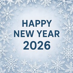 Winter snowflake border with Happy New Year 2026.