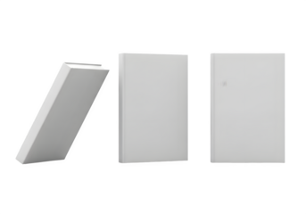 Image of super premium transparent photo of three blank white rectangular panels or blocks arranged in a row isolated on transparent background