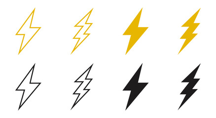 thunder bolt flash icon, flash lightning bolt icon - Electric power icon symbol - Power energy icon sign in filled, thin, line, outline and stroke style for apps and website