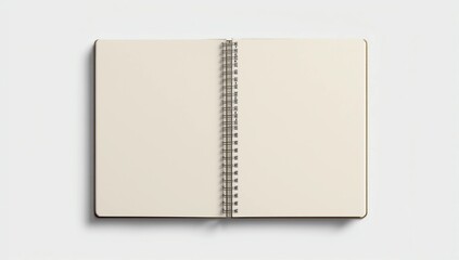 Business concept - Top view of spiral blank notebook on white background desk for mockup