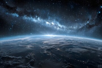 Naklejka premium Starry night sky over Earth.