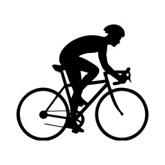 Obraz premium Illustration of a cyclist isolated on white background. Design element for emblem, sign, poster, badge. Vector illustration